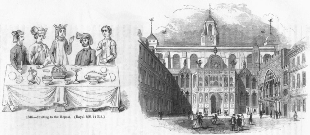 Associate Product SOCIETY. Inviting to Repast; Guildhall c1750 1845 old antique print picture