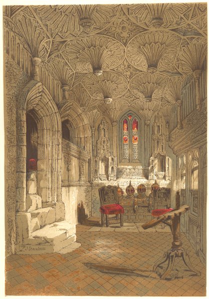 WARCS. Chantry Chapel, next to Beauchamp, Warwick 1845 old antique print