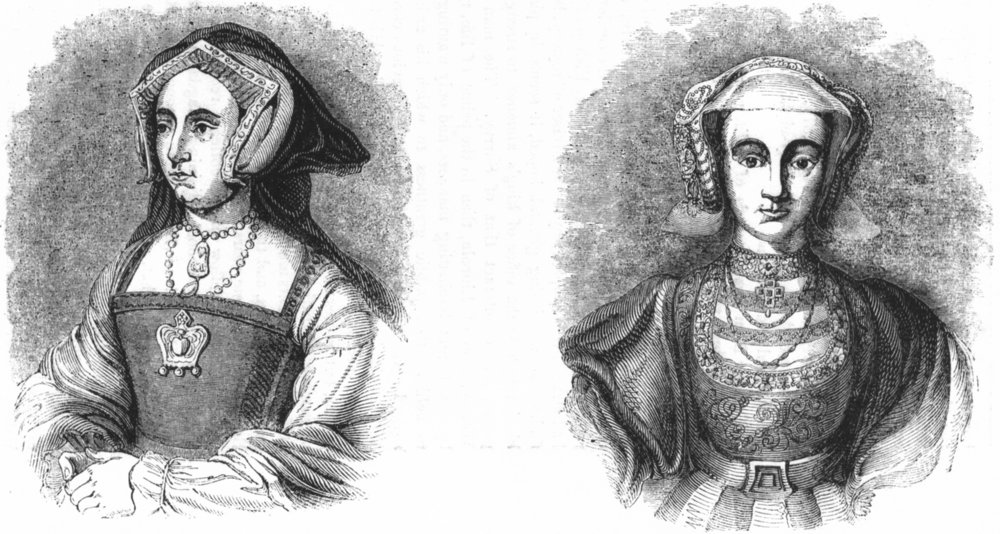 Associate Product ROYALTY. Queen Jane Seymour(Holbein); Anne of Cleves 1845 old antique print
