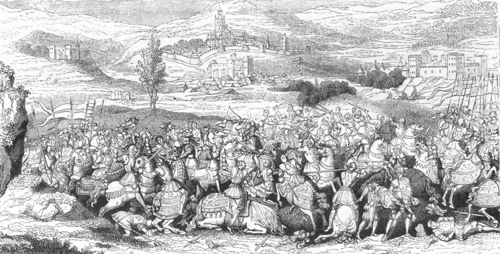 MILITARIA. Battle of the spurs 1845 old antique vintage print picture