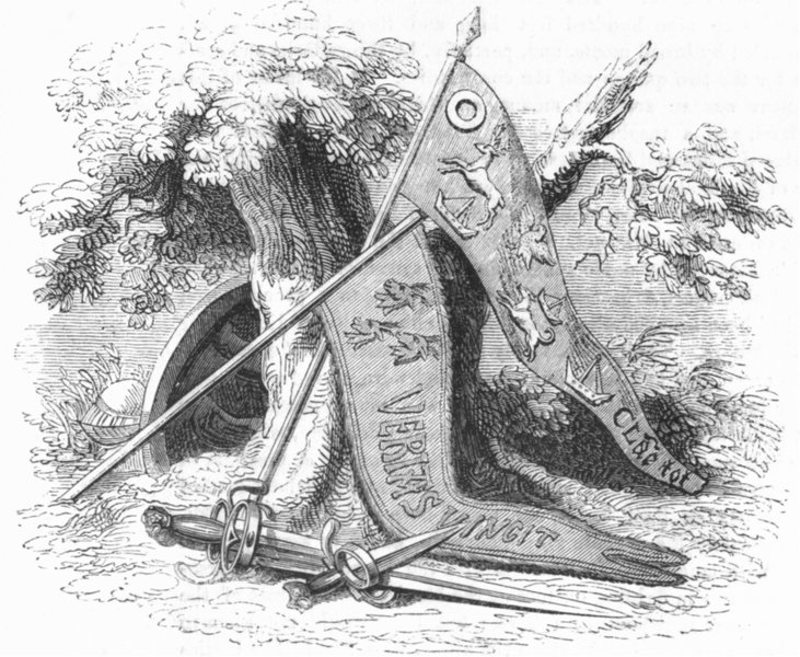 Associate Product FLODDEN FIELD. Sword 7 dagger of James IV, Banners 1845 old antique print
