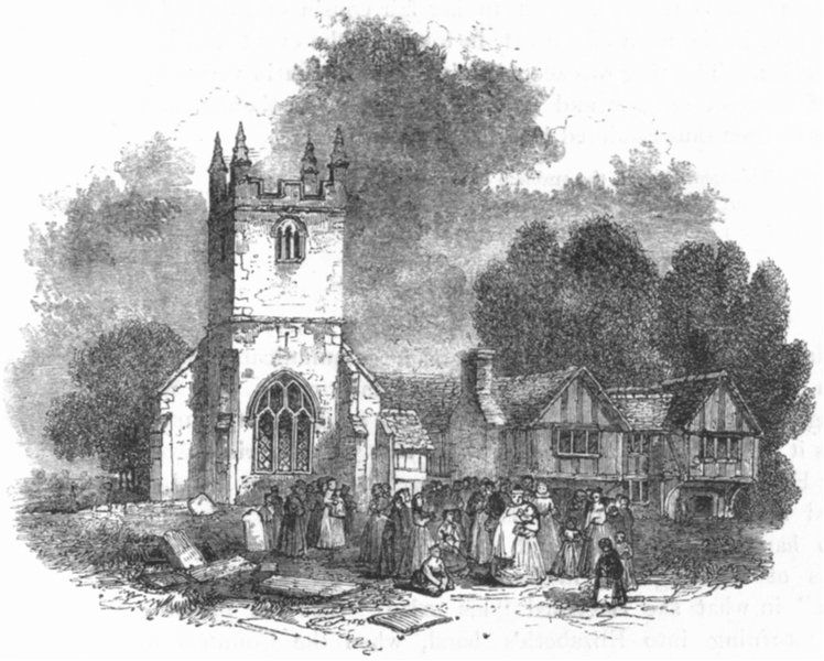 CHURCHES. Clifford Church 1845 old antique vintage print picture