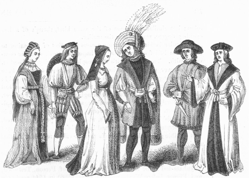 Associate Product COSTUME. Henry VII 1845 old antique vintage print picture