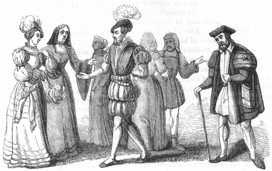 Associate Product COSTUME. Henry VIII(Holbein's 'Dance of Death') 1845 old antique print picture
