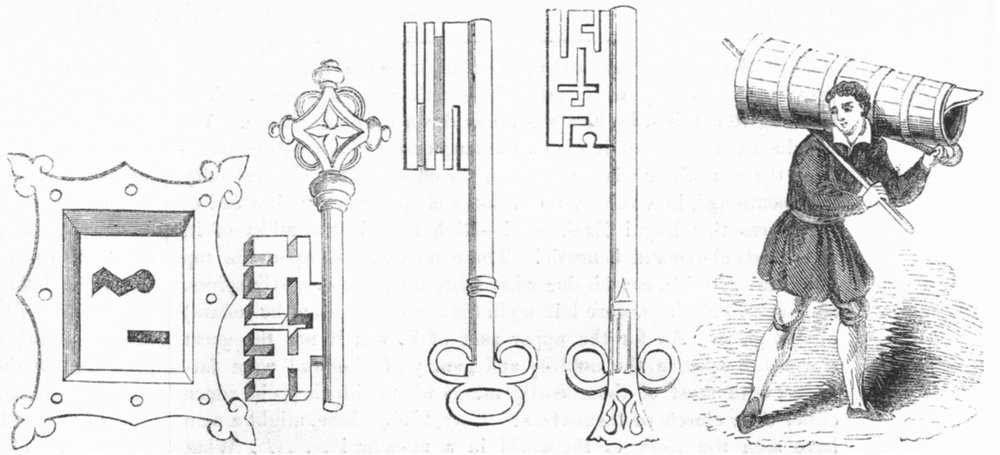 Associate Product KENT. Keys of Dover Castle; Water-carrier 1845 old antique print picture