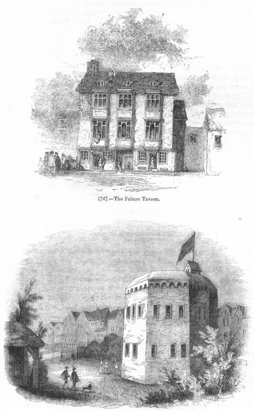 Associate Product PARIS. Falcon Tavern; Garden Theatre, Southwark 1845 old antique print picture