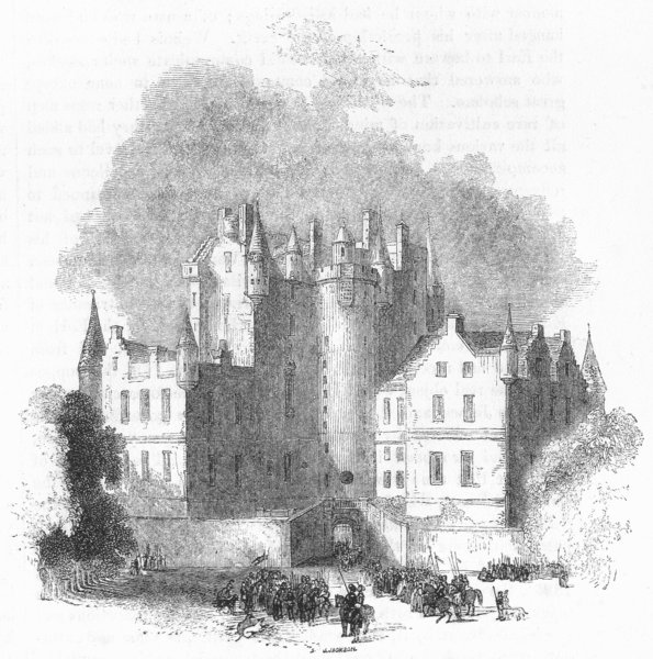 SCOTLAND. Glamis Castle 1845 old antique vintage print picture