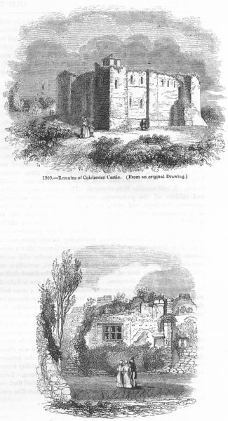 Associate Product CASTLES. Colchester; Carisbrook-Charles escape try 1845 old antique print