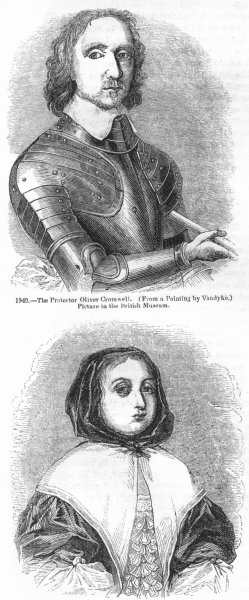 Associate Product POLITICS. Oliver Cromwell & wife 1845 old antique vintage print picture