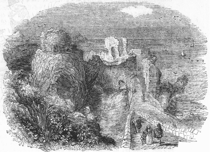 Associate Product SCOTLAND. Ruins of Dunbar Castle 1845 old antique vintage print picture