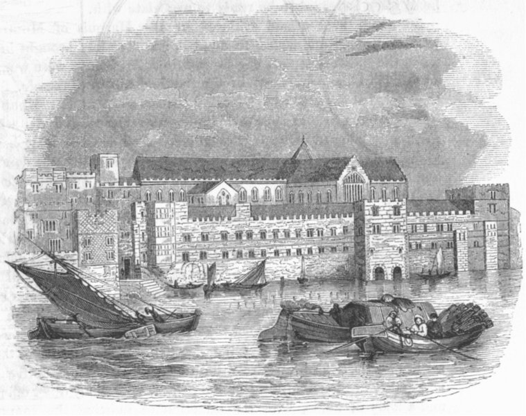 LONDON. The Savoy Palace(Visscher)1661 1845 old antique vintage print picture