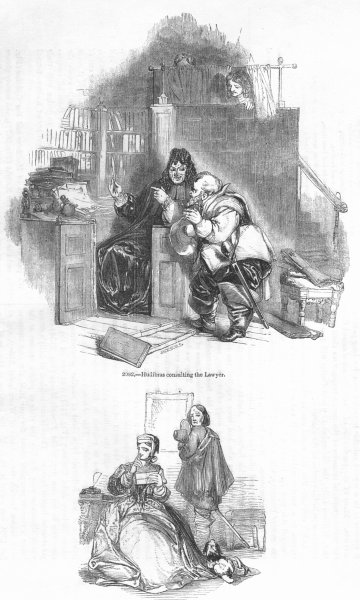 Associate Product HUDIBRAS. Consults lawyer; lady, letter from Ralpho 1845 old antique print