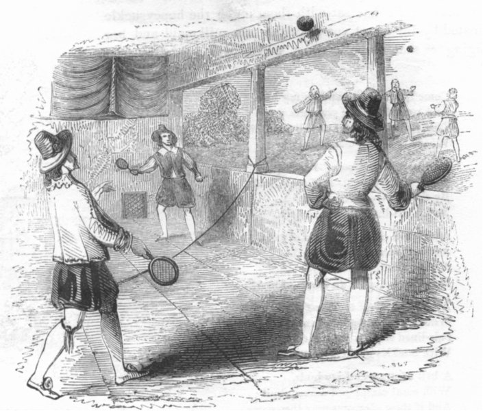 TENNIS. Tennis Court 1658 1845 old antique vintage print picture