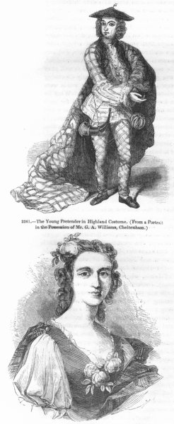 Associate Product SCOTLAND. Pretender, Highland dress; Flora Macdonald 1845 old antique print