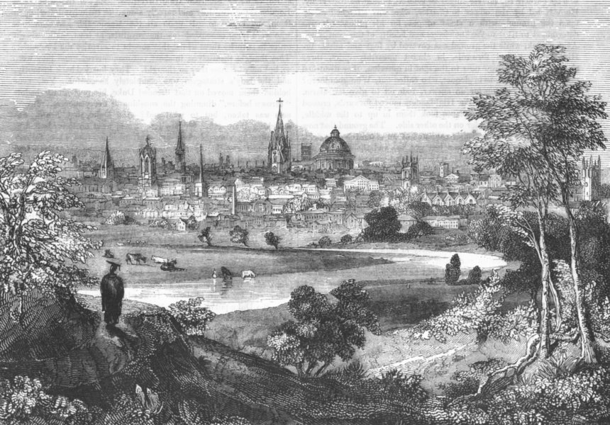 Associate Product OXON. Oxford from the Abingdon road 1845 old antique vintage print picture