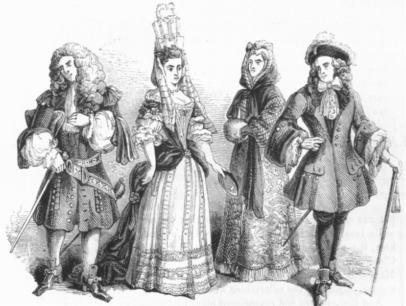 Associate Product COSTUME. Of nobility & gentry, William & Mary c1690 1845 old antique print