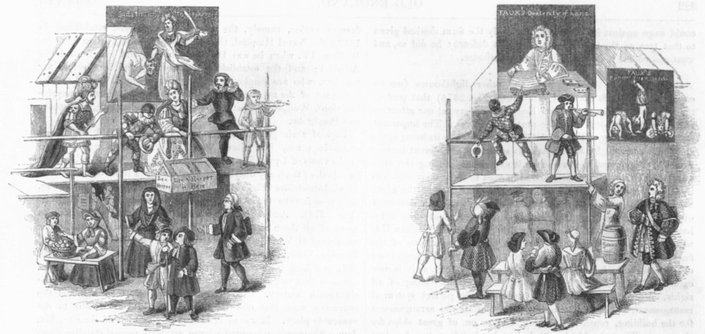 BARTHOLOMEW FAIR. Lee & Harpers booth; Faux, conjurer 1845 old antique print