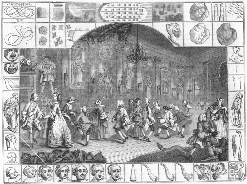 Associate Product DANCE. Dancing(From Hogarth's 'Analysis of Beauty') 1845 old antique print