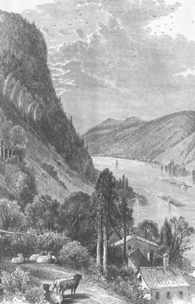 Associate Product AUSTRIA. On the Danube above Linz 1893 old antique vintage print picture