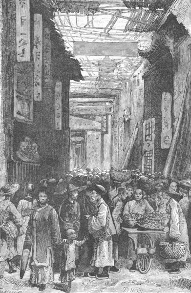 Associate Product CHINA. Street Scene, City of Hankow, China 1893 old antique print picture