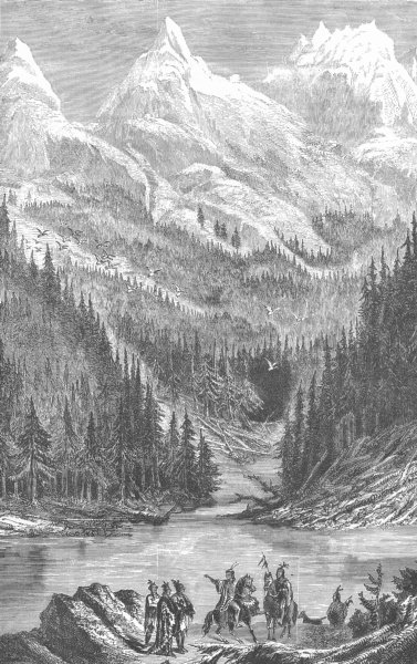ALBERTA. Rocky Mountains at the Lake of the Bows. Bow Lake. Canada 1893 print