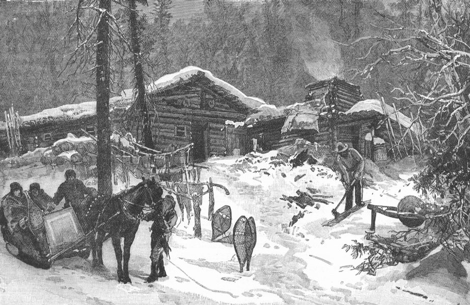 UPPER OTTAWA. Lumbermen's Camp. Canada 1893 old antique vintage print picture