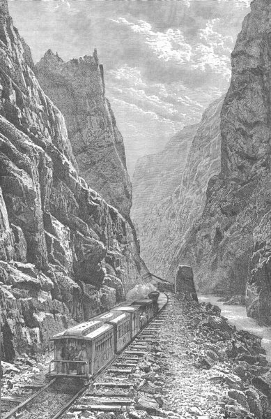 Associate Product COLORADO. Gorge in the Rocky Mountains, Colorado 1893 old antique print