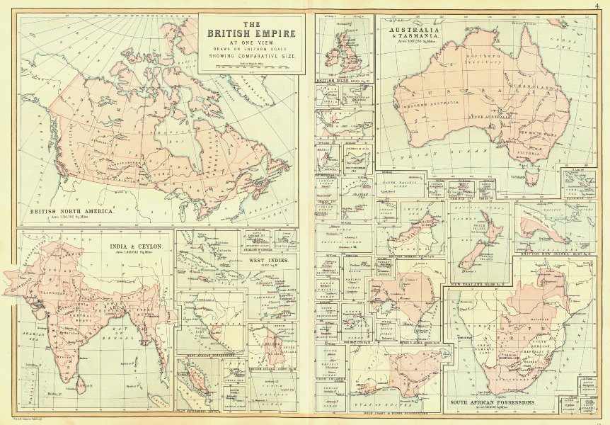 BRITISH EMPIRE. showing all colonies & dominions. BLACKIE 1893 old antique map