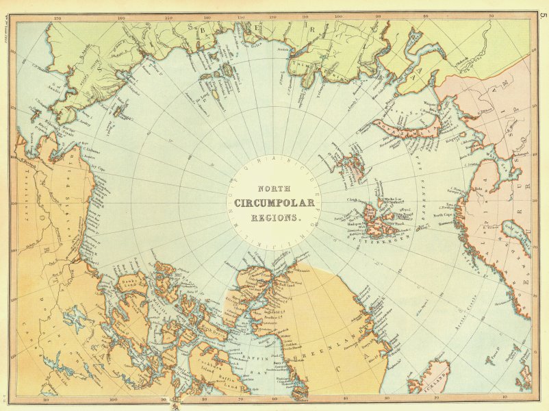 ARCTIC OCEAN. North Circumpolar region. North Pole. Greenland.BLACKIE 1893 map