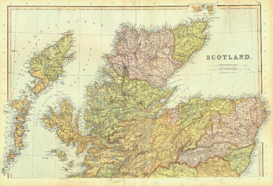 SCOTLAND NORTH. Highlands & islands. Hebrides. Railways. BLACKIE 1893 old map