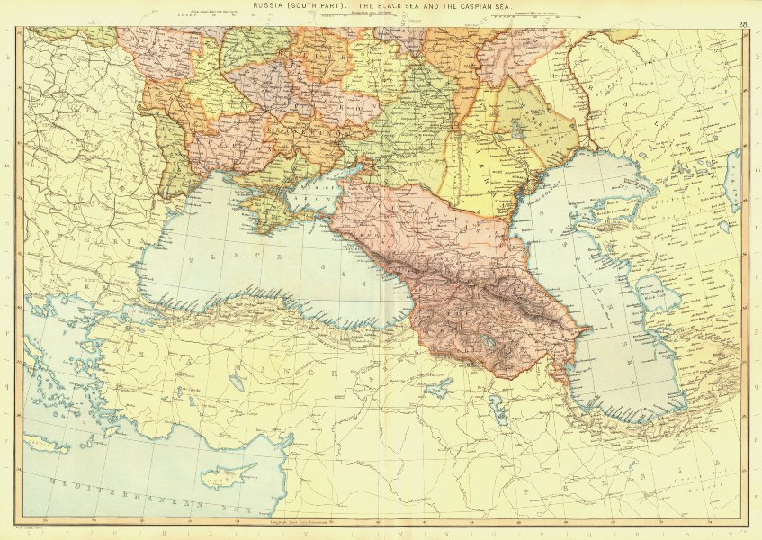 CAUCASUS.South Russia."Don Cossacks" Ciscaucasia Georgia Baku.BLACKIE 1893 map