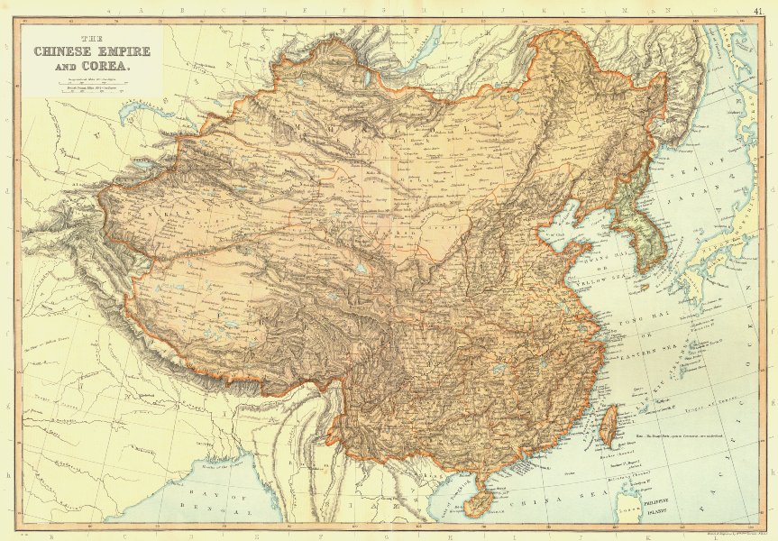 CHINESE EMPIRE. Korea Formosa Taiwan. Shows treaty ports. BLACKIE 1893 old map