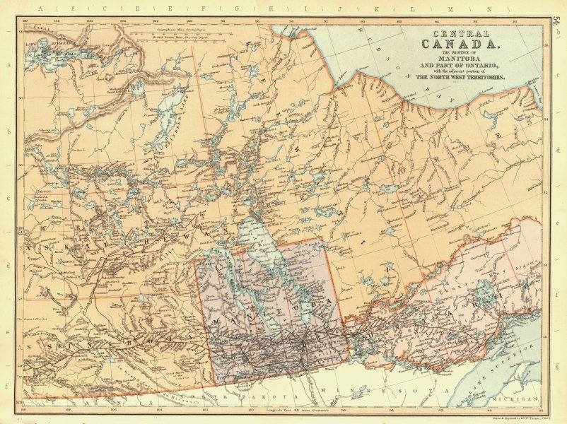 CENTRAL CANADA. Manitoba Ontario Saskatchewan Assiniboia. BLACKIE 1893 old map