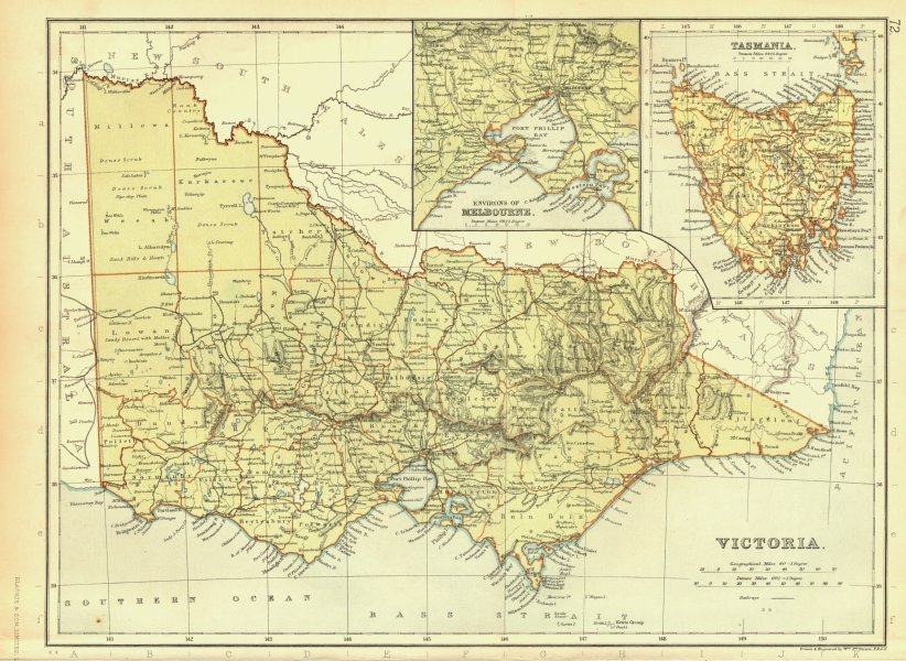 VICTORIA & TASMANIA. Australia. Inset Melbourne environs. BLACKIE 1893 old map