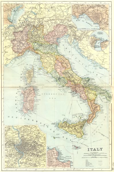 ITALY. Venice; Naples; Messina; Rome; Palermo 1905 old antique map plan chart