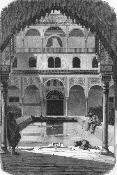 SPAIN. Patio de Los Arrayanes(Court of Myrtles) 1881 old antique print picture
