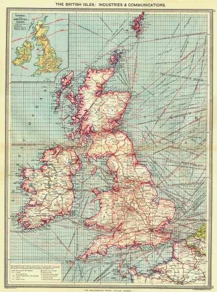 Associate Product BRITISH ISLES. Industry & Communication; Pastoral & agricultural 1907 old map