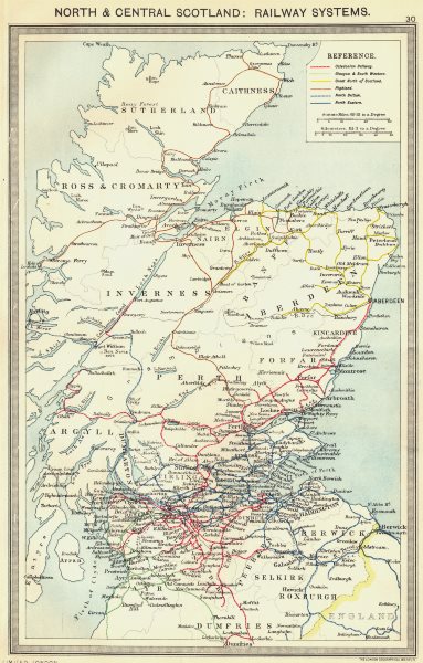 SCOTLAND. North and Central Scotland. Railway Systems 1907 old antique ...