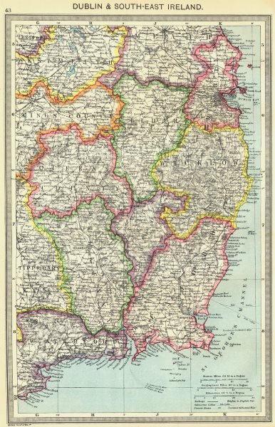 Associate Product IRELAND. Dublin and South-East Ireland 1907 old antique vintage map plan chart