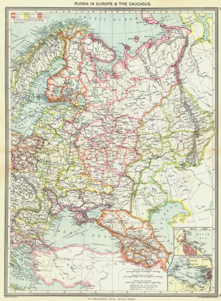 Associate Product RUSSIA. In Europe & Caucasus; maps of Odessa; Kronstadt Ship Canal 1907