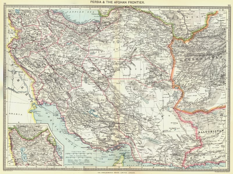 Associate Product IRAN. Iran and the Afghan Frontier; Inset map of Azerbaijan 1907 old