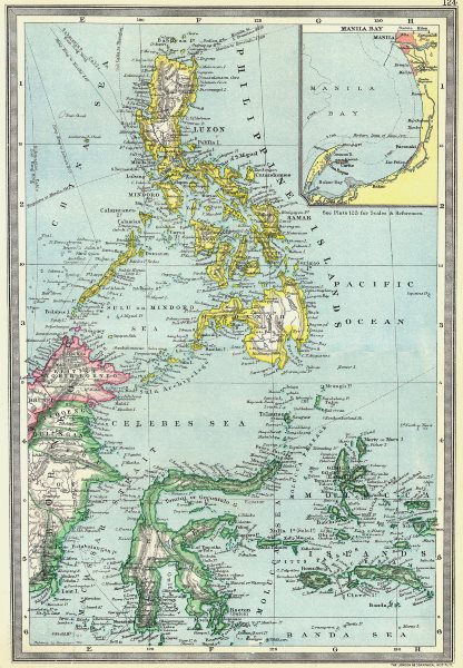 PHILIPPINES. Philippine Islands; map of Manila Bay 1907 old antique chart