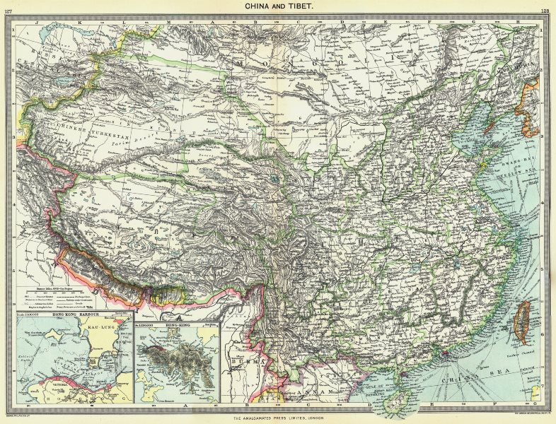 CHINA. & Tibet; maps of Hong Kong Harbour; 1907 old antique plan chart