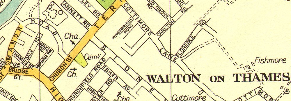 WALTON ON THAMES. Sunbury Hersham Upper Halliford Burwood Park 1937 old