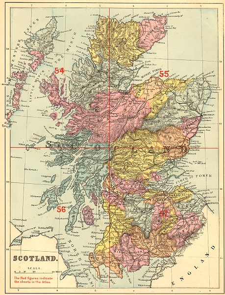 Associate Product SCOTLAND. Antique index map by GW BACON 1884 old plan chart