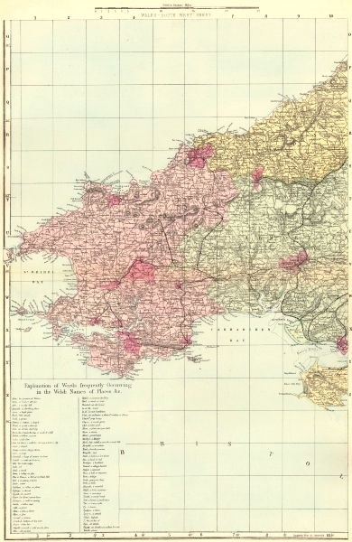 Associate Product WALES (South West). Pembrokeshire Camarthenshire Dyfed. GW BACON 1884 old map