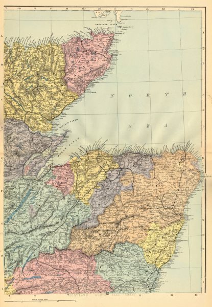 Associate Product SCOTLAND (North East). Highlands Aberdeen Inverness Banff. GW BACON 1884 map
