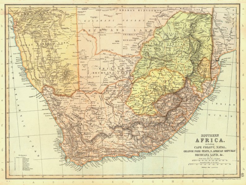 Associate Product SOUTHERN AFRICA. Gassaland Great Namaqua Land Damara Land. BLACKIE 1893 map