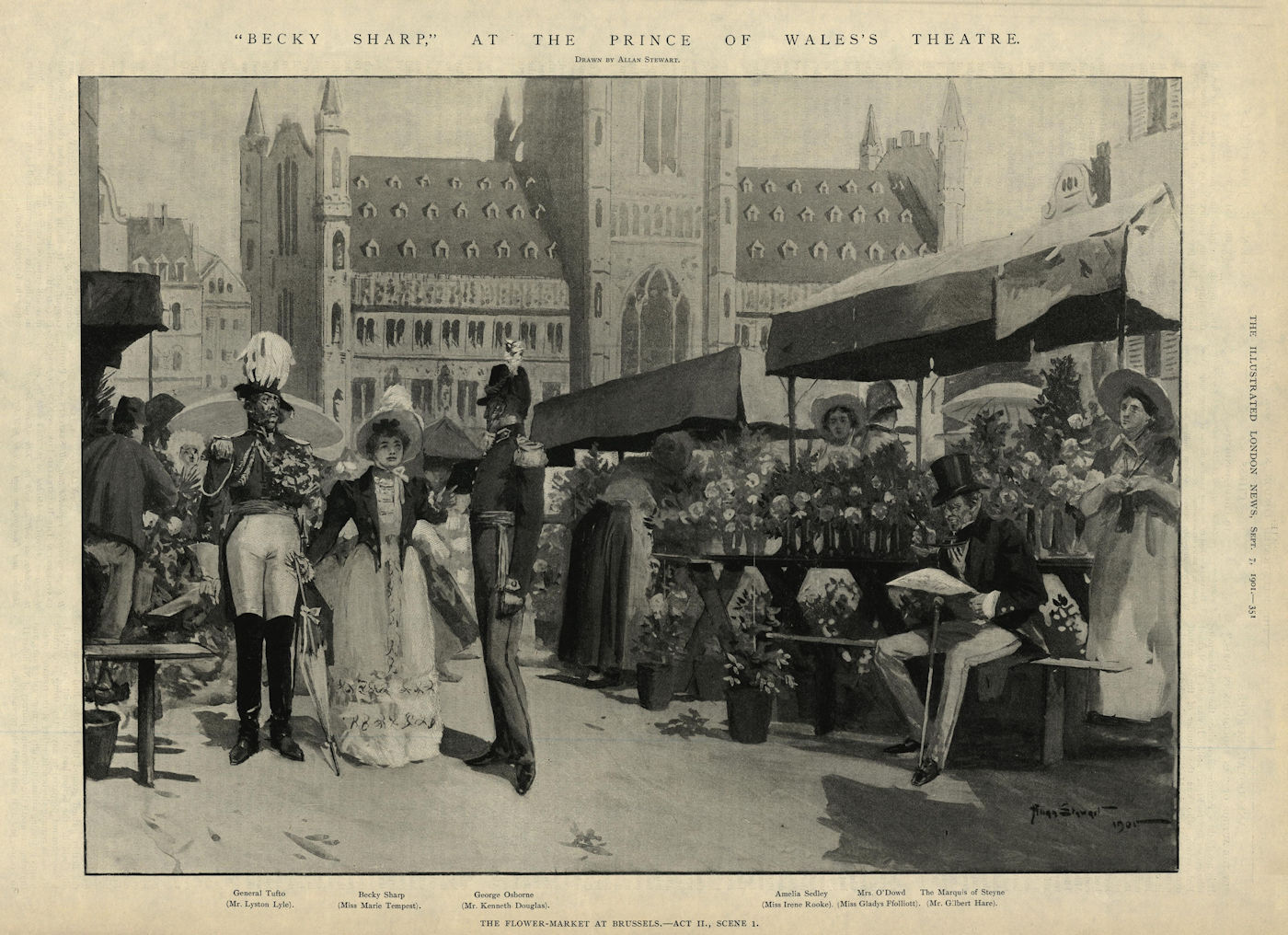 Associate Product The Flower-Market at Brussels. "Becky Sharp", Prince of Wales's Theatre 1901