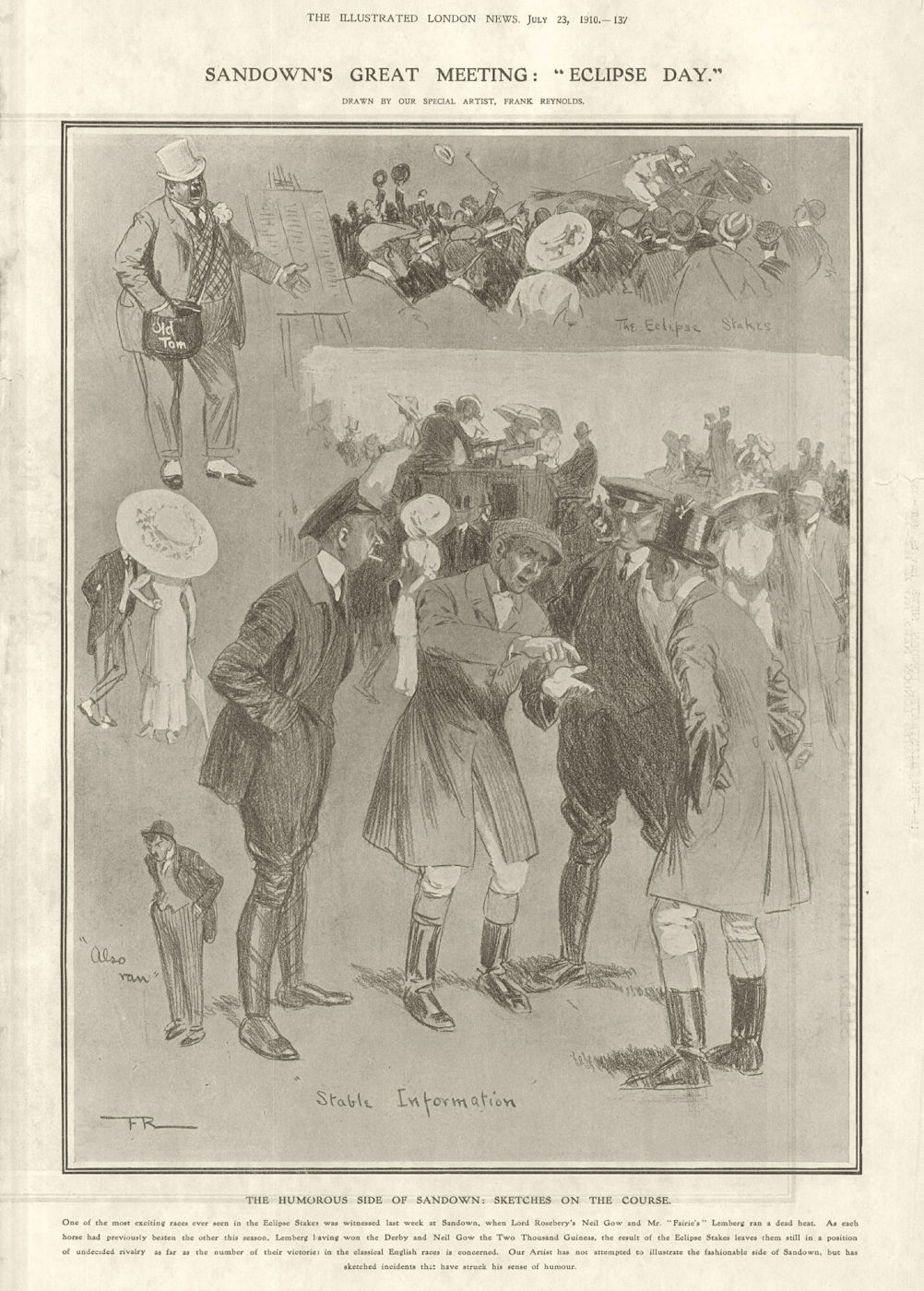 Associate Product Sandown Park's Great Meeting. Eclipse Stakes. Humorous Side. Surrey 1910
